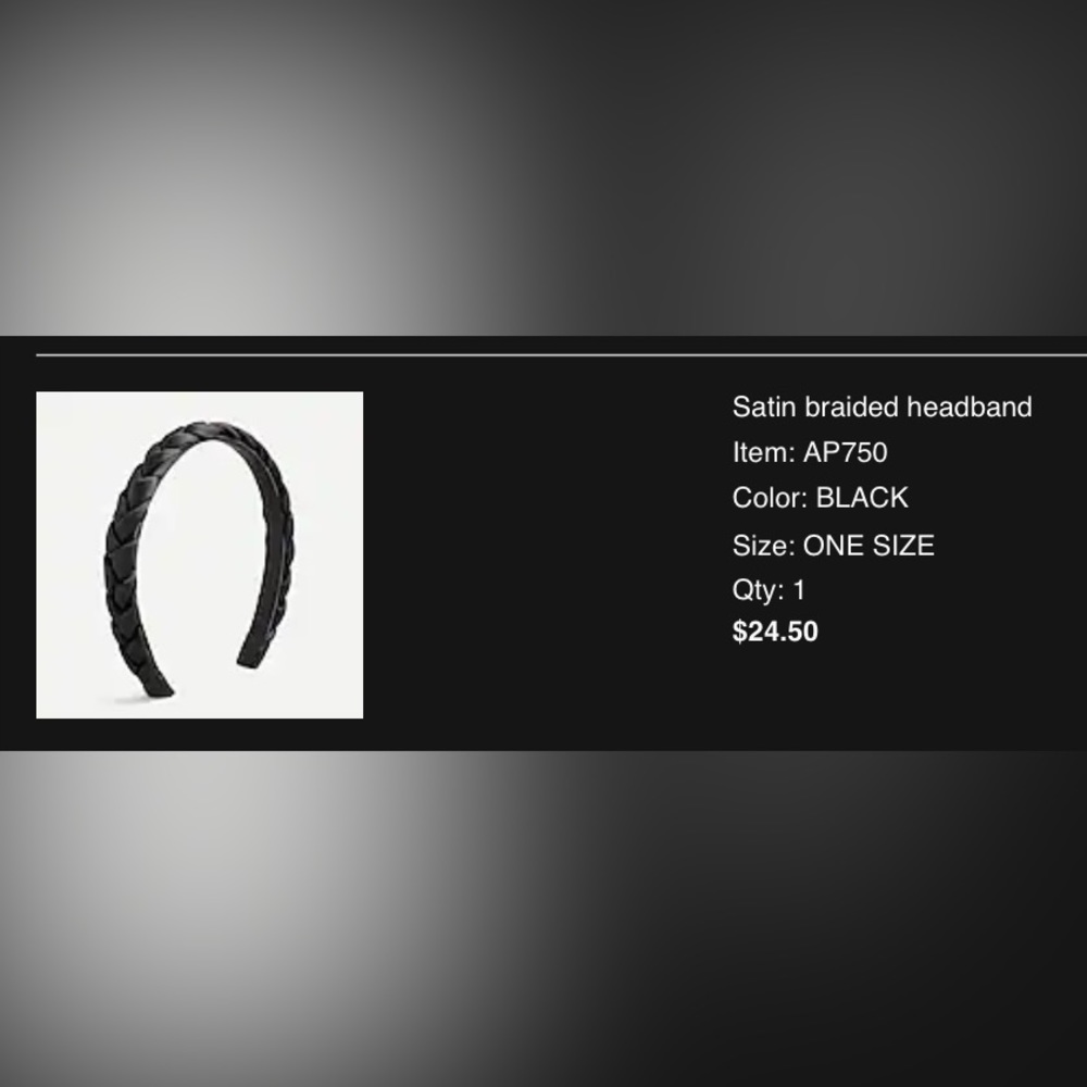 J. Crew Satin Braided Headband in Black